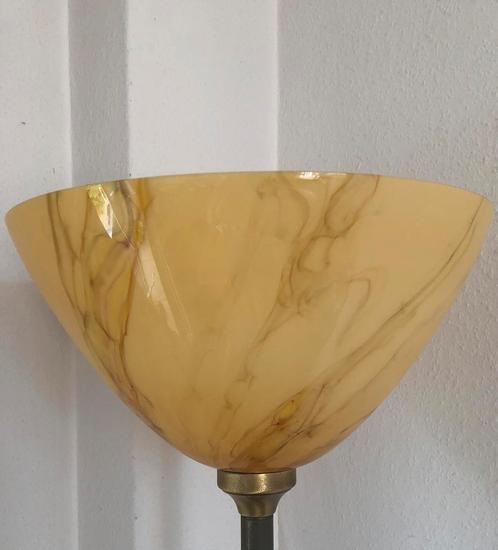 Vloerlamp met gemarmerde kap artdeco stijl inclusief, Huis en Inrichting, Lampen | Vloerlampen, Gebruikt, 150 tot 200 cm, Glas