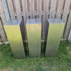 3 RVS Zuilen - 30x30x100cm - Tuindecoratie, Huis en Inrichting, Woonaccessoires | Zuilen en Pilaren, Ophalen, Gebruikt