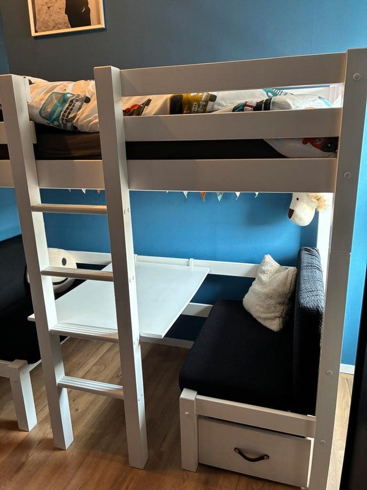 Fijne hoogslaper met extra’s, Huis en Inrichting, Slaapkamer | Stapelbedden en Hoogslapers, Gebruikt, Hoogslaper, 90 cm, Eenpersoons