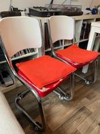 Set van 2 Vintage Amerikaanse Diner Stoelen - Rode Zitting, Twee, Gebruikt, Metaal, Vintage American Diner