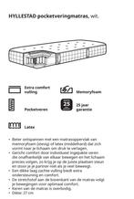 IKEA HYLLESTAD pocketveringmatras 80x200 – zo goed als nieuw, Ophalen, Eenpersoons, Zo goed als nieuw, 80 cm