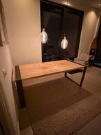 Eikenhouten tafel met stalen poten - 2 meter lang, Huis en Inrichting, Tafels | Eettafels, Eikenhout, 200 cm of meer, Zo goed als nieuw