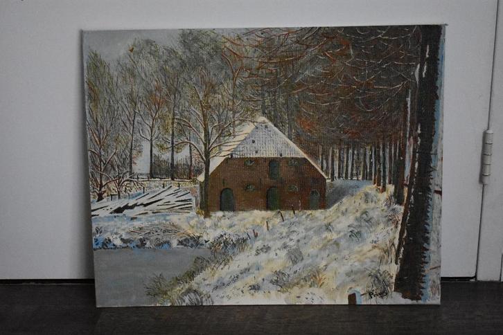 Schilderij van een Hollandse boerderij van Prins, Antiek en Kunst, Kunst | Schilderijen | Klassiek, Ophalen