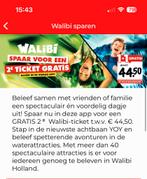 Walibi voucher. 1 +1 gratis.  Unieke kortingscode, Tickets en Kaartjes, Twee personen, Kortingskaart