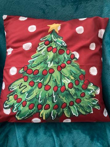 Twee kussenhoezen rood kerstboom print groen Nieuw kerstster beschikbaar voor biedingen