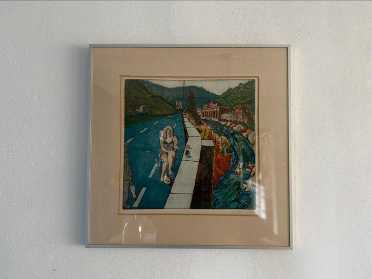 Cees Landsaat “Piena Bassu ‘83” kleurets 7/45, Antiek en Kunst, Kunst | Litho's en Zeefdrukken, Ophalen of Verzenden