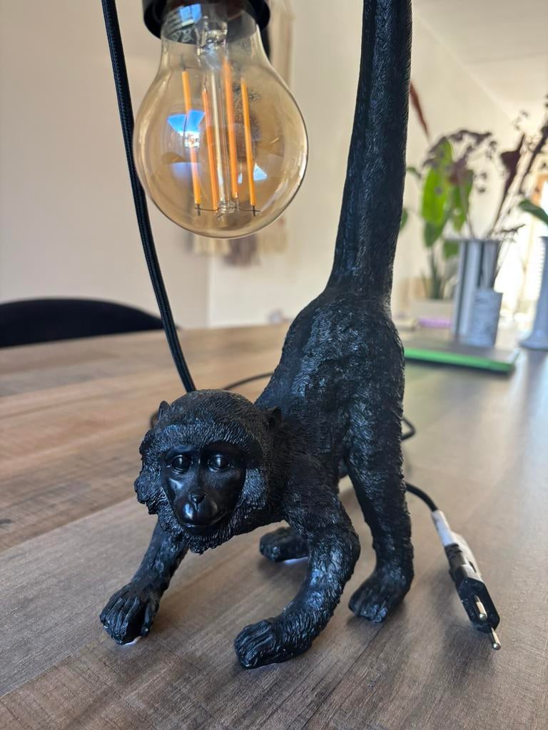 Tafel/wand lamp aap zwart, Huis en Inrichting, Lampen | Tafellampen, Ophalen, Zo goed als nieuw, Minder dan 50 cm