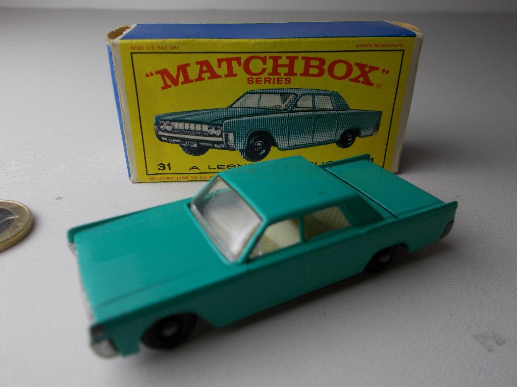 1965 Matchbox Lesney 31C LINCOLN CONTINENTAL + ORIG. DOOSJE!, Hobby en Vrije tijd, Modelauto's | 1:50, Ophalen of Verzenden, Zo goed als nieuw