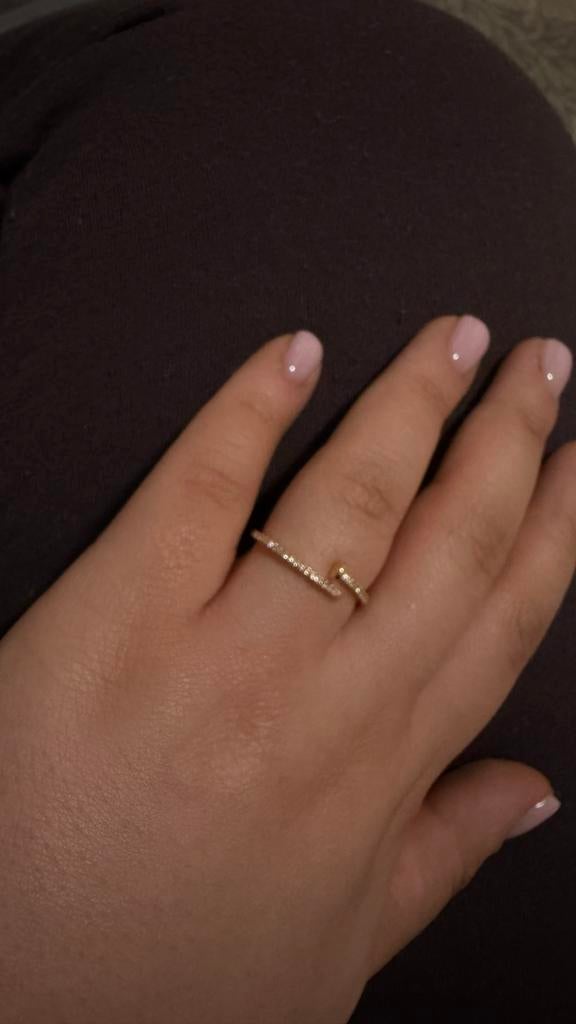 Goud Vergulde Spijker Ring - Cartier Look - Verstelbaar, Sieraden, Tassen en Uiterlijk, Ophalen of Verzenden, Nieuw, Goud, Dame