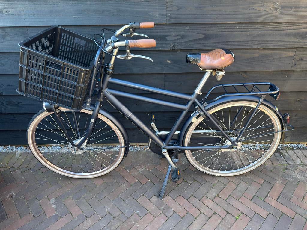 Cortina U4 transportfiets blauw (met mand), Gebruikt, Versnellingen, 49 tot 53 cm, Trommelrem