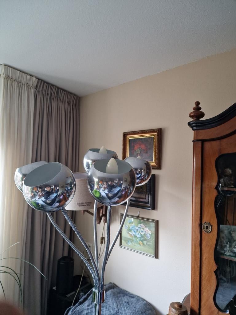 Vloerlamp chroom 5 bollen, Huizen en Kamers
