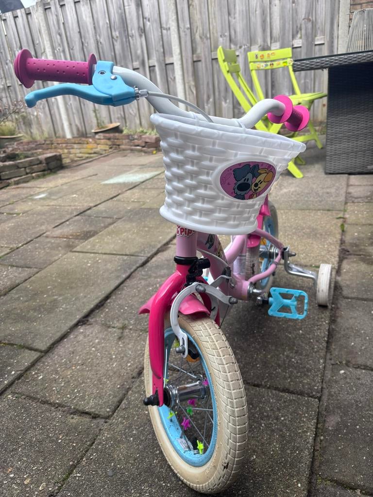 Roze kinderfietsje met zijwieltjes, Ophalen of Verzenden, Gebruikt, Minder dan 16 inch, Zijwieltjes