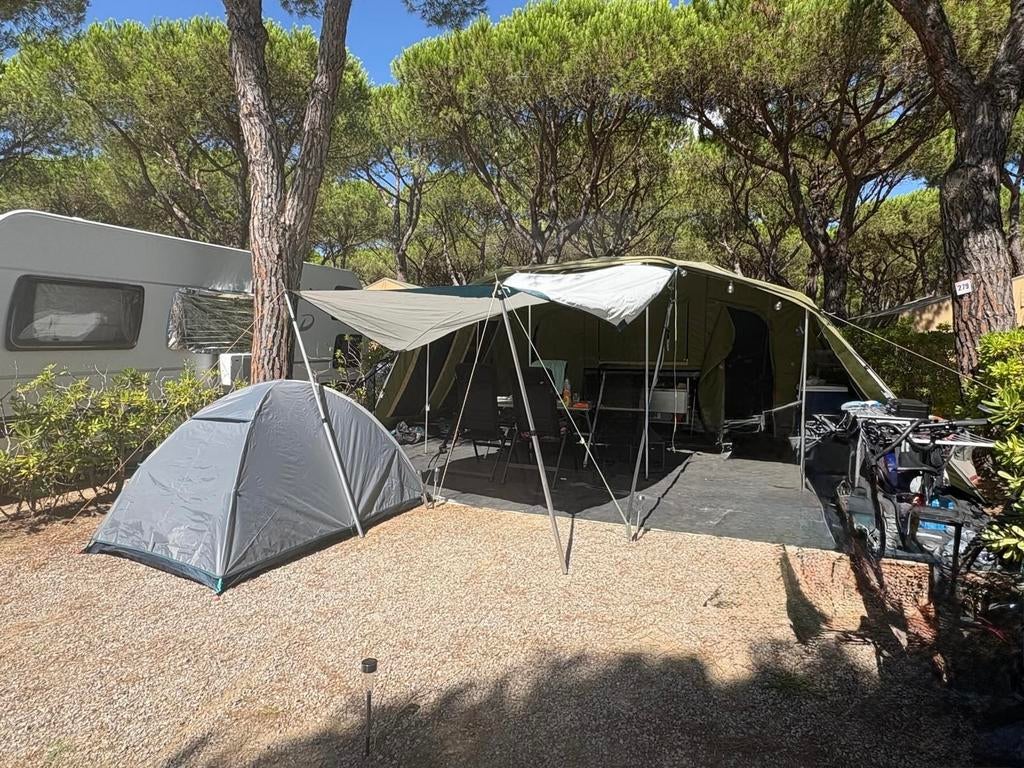 Stoere en ruime Buite Lewe vouwwagen (bj21) met kingsize bed, Tot en met 6, Groen, Ophalen, Overige merken