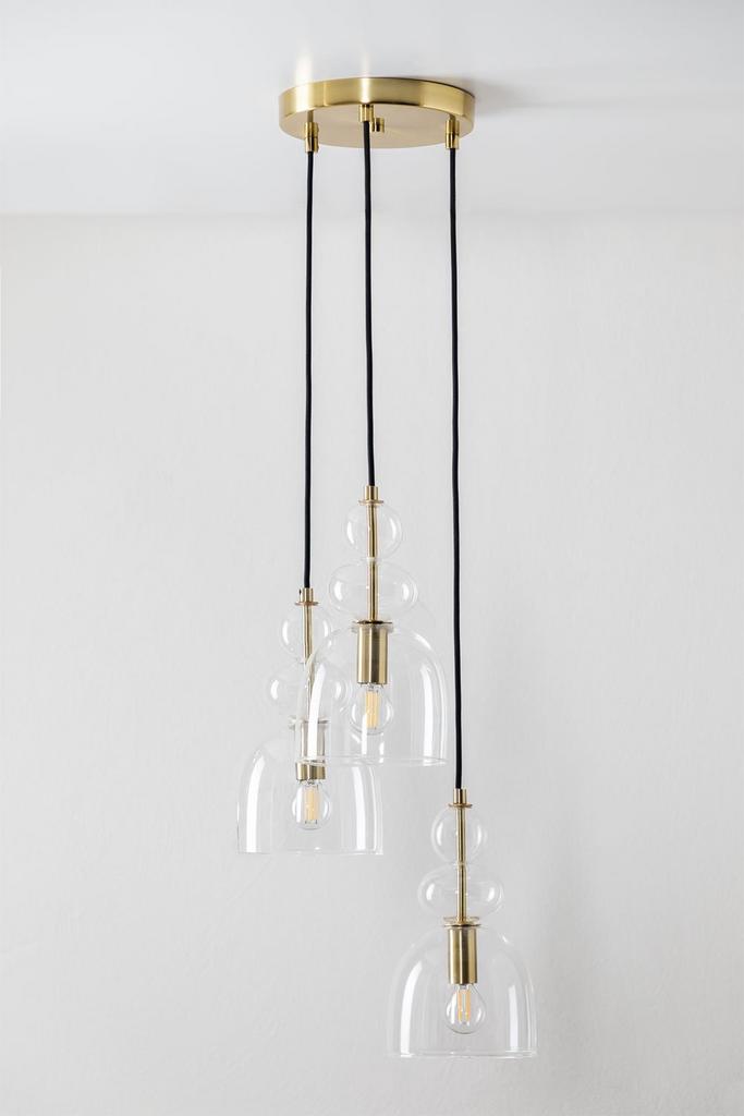 Hanglamp van kristal met 3 lichtpunten Bezany (Sklum), Huis en Inrichting, Lampen | Hanglampen, Ophalen, Zo goed als nieuw, Glas