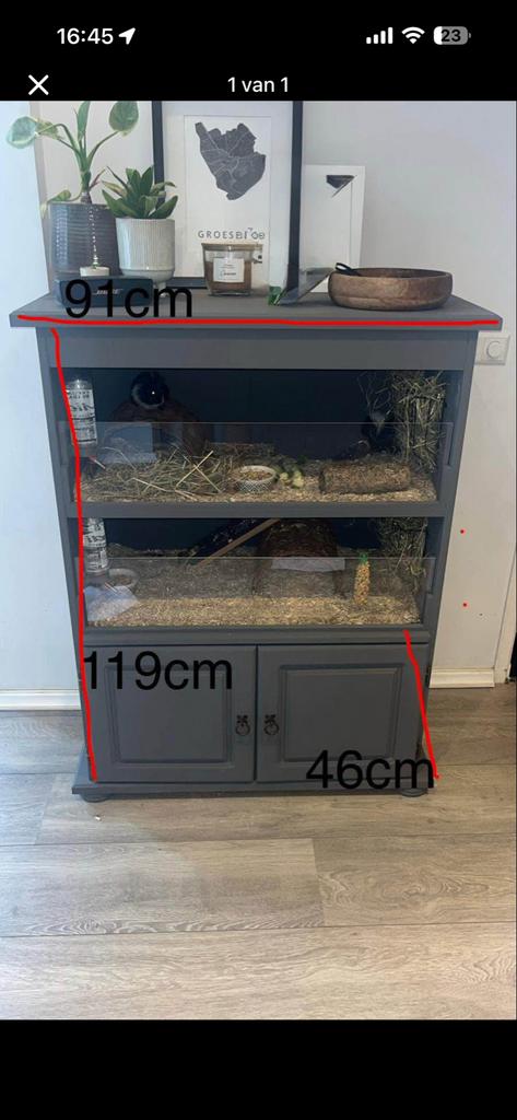 Cavia kast, Ophalen, 110 cm of meer, 90 cm of meer, Hok