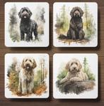 Labradoodle Aquarel onderzetters met houder, Ophalen of Verzenden, Nieuw, Glas of Kopje