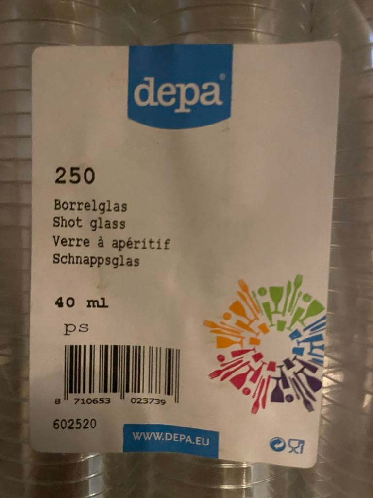 Borrelglaasjes Depa 450 stuks, Ophalen of Verzenden, Nieuw, Borrel- of Shotglas