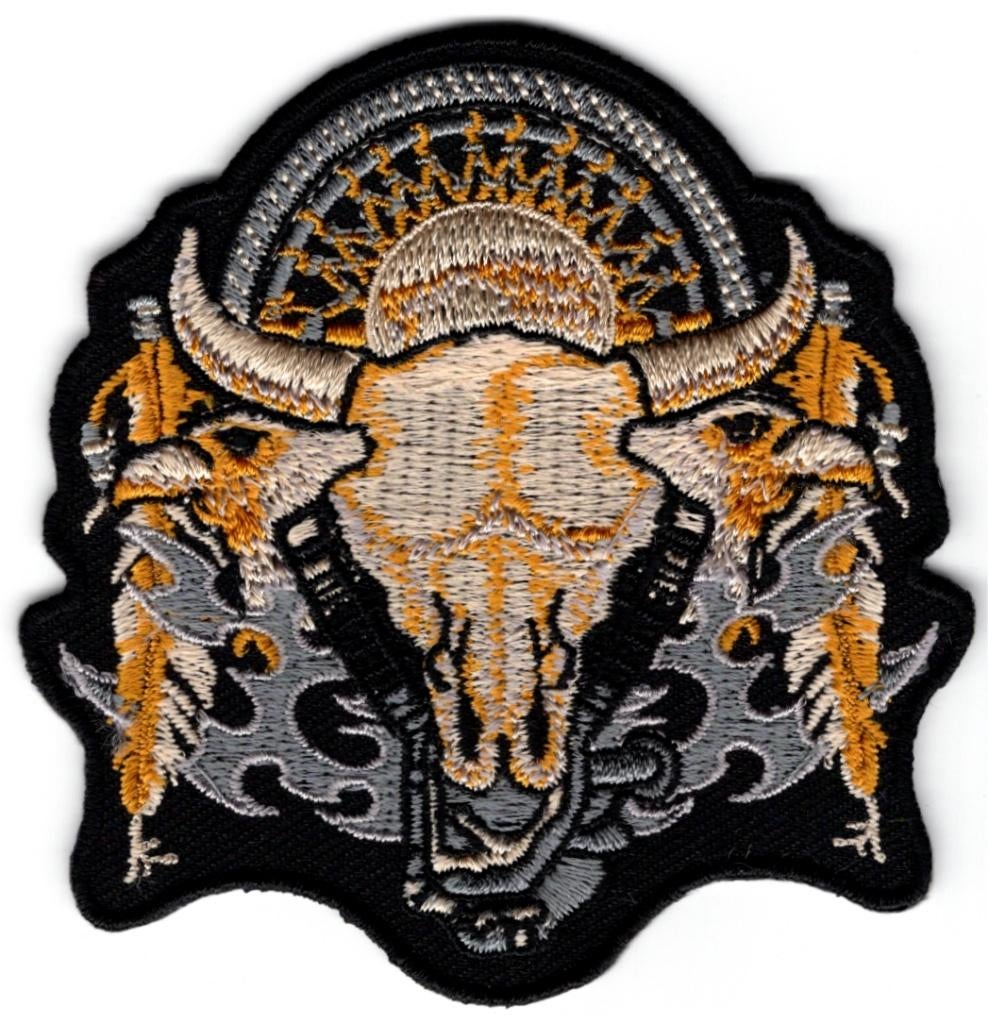 Buffalo Skull Feather Indian stoffen opstrijk patch #2, Motoren, Accessoires | Overige, Nieuw, Verzenden