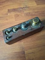 Antiek blok met gewichten - Vintage weegschaalgewichten, Antiek en Kunst, Ophalen of Verzenden