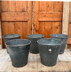 Vaas tuinvaas zink brocante Ø 26 cm hoogte 24,5 cm emmer, Ophalen of Verzenden, Gebruikt