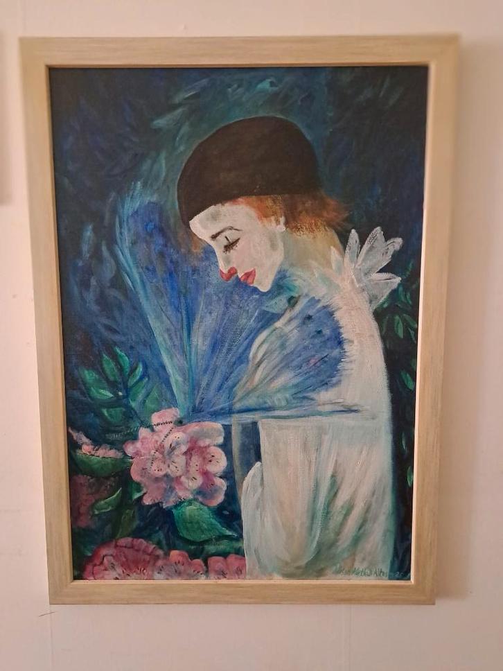 Olieverfschilderij Pierrot met Vlinder Alison Korthals Altes, Antiek en Kunst, Kunst | Schilderijen | Klassiek, Ophalen