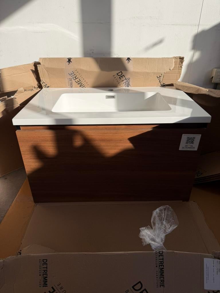 Badkamermeubel detremmerie walnut 80 cm nieuw met schade, Nieuw, Minder dan 100 cm, Wastafelkast, 25 tot 50 cm