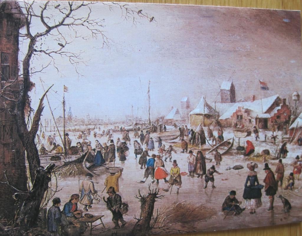 Hendrick Avercamp - winterlandschap met schaatsers, Verzenden, 1980 tot heden, Gelopen, Overige thema's