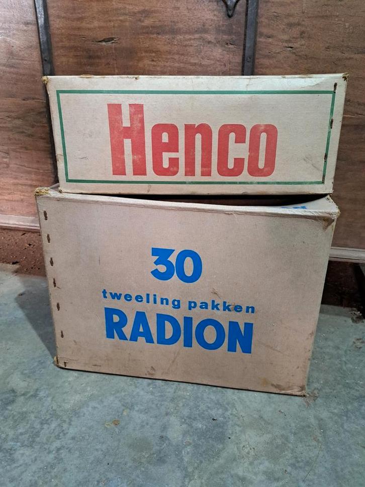 Vintage kartonnen doos Radion Henco - Decoratie, Verzamelen, Overige Verzamelen, Gebruikt, Ophalen of Verzenden
