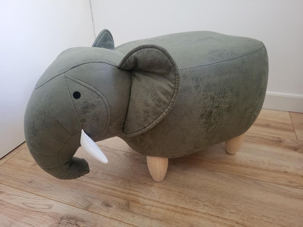 Kaki groene olifant poef, Huis en Inrichting, Ophalen, Rond, Minder dan 50 cm, Minder dan 50 cm