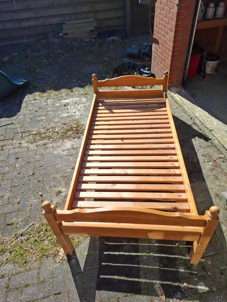 Grenen 1-persoons bed 90x180, Huis en Inrichting, Ophalen, Gebruikt, 90 cm, Eenpersoons