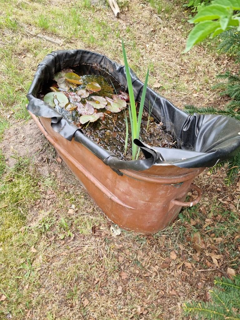 Oud koperen kasteelbad - nu vijvertje, Tuin en Terras, Ophalen of Verzenden, Gebruikt