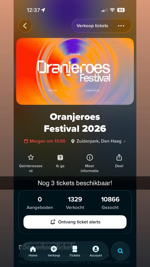 3x kaartje oranjeroes, Tickets en Kaartjes