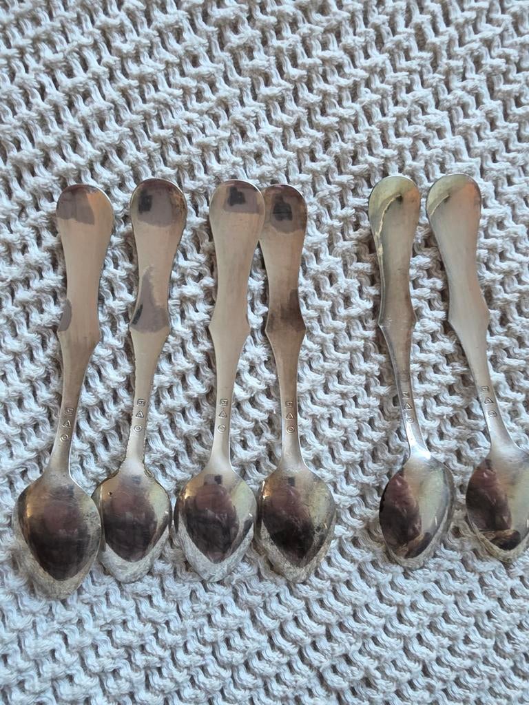 6 verzilverde theelepeltjes gemaakt voor Albert Hei, Ophalen of Verzenden