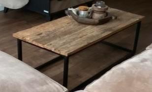Mooie landelijke salontafel stoer sober industrieel railwood, Huis en Inrichting, Ophalen, 100 tot 150 cm, Landelijk stoer sober puur industrieel