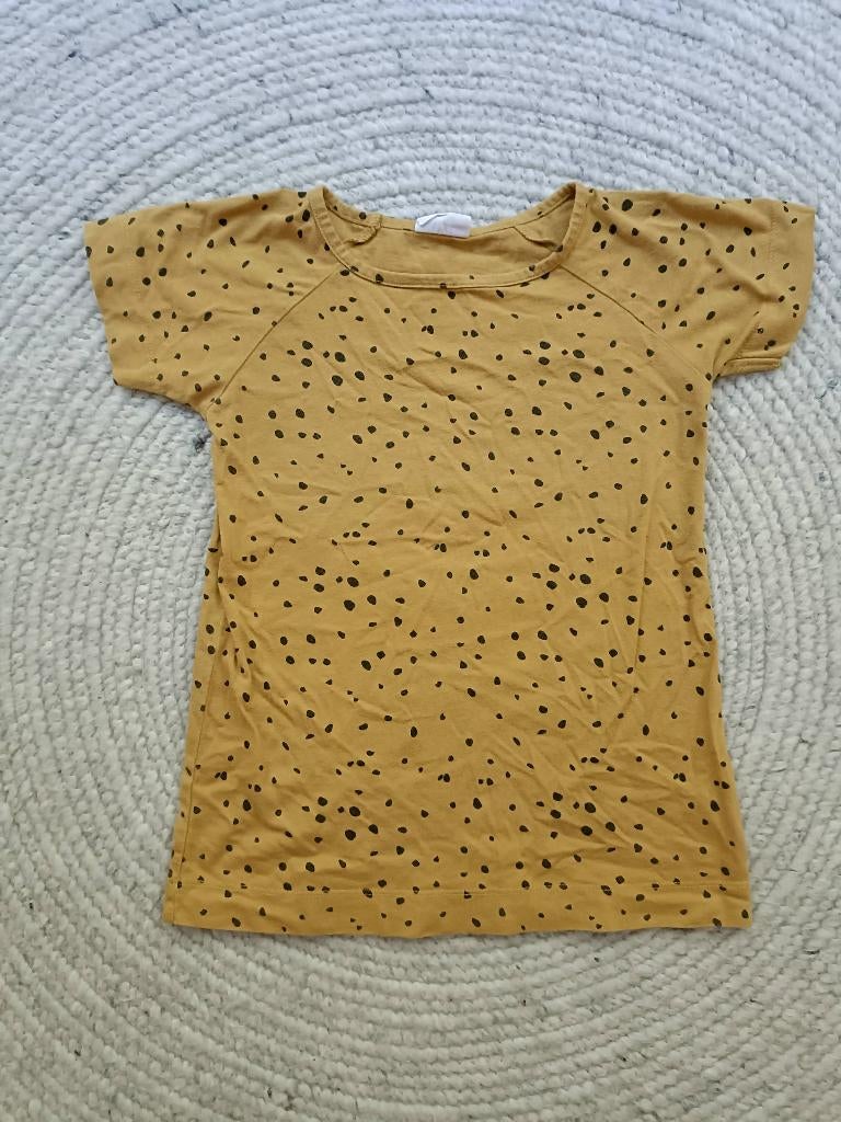 Maed for mini t-shirt jurkje mosterd geel met stippen 80, Ophalen, Meisje, Maed for Mini, Zo goed als nieuw