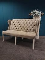 *ACTIE* Landelijke Eetkamerbank Daisy Stof Leer Kleuren (21), Landelijke eetkamerbank capiton knoopjes leer stof velours, Minder dan 75 cm