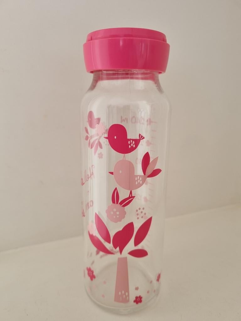 Pommette glazen zuigfles  vogeltjes, Ophalen of Verzenden, Zo goed als nieuw