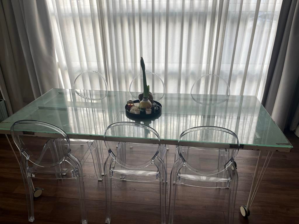 Glazen eettafel - Gratis afhalen voor 11-04-2026, Ophalen, Gebruikt, 50 tot 100 cm, Glas