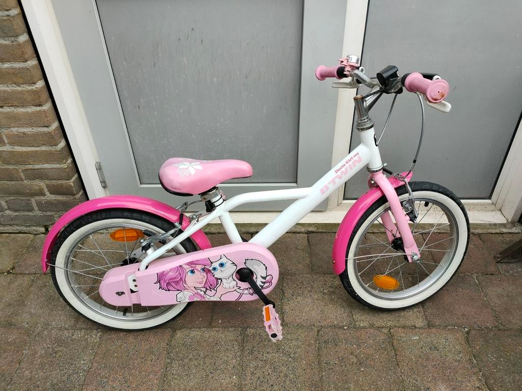 Nette 16 inch B-twin Docto Girl 500 meisjesfiets, Fietsen en Brommers, Fietsen | Meisjes, Ophalen, BTWIN, 16 inch, Handrem