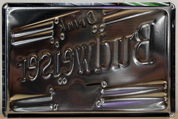 Budweiser bier neon look reclamebord van metaal wandbord, Verzamelen, Biermerken, Ophalen of Verzenden, Nieuw, Reclamebord, Plaat of Schild