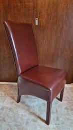 Set van 4 bruinlederen eetkamerstoelen, nette staat, Huis en Inrichting, Ophalen, Bruin, Modern klassiek, Leer