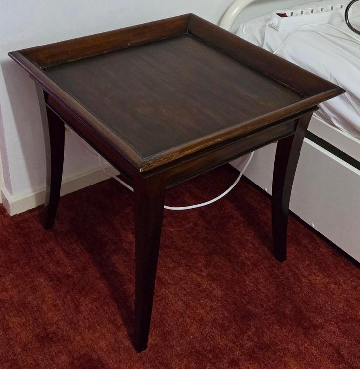 Antieke houten bijzettafel, L 56 - Br 56 - H 54,5 cm., Huis en Inrichting, Tafels | Bijzettafels, Gebruikt, Vierkant, 45 tot 60 cm