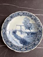 Antiek Delfts Blauw Wandbord - Hollands Landschap, Antiek en Kunst, Ophalen