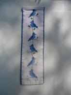 Oud vintage schellekoord / lap. Geborduurd blauwe vogels., Ophalen, Gebruikt