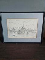 Havengezicht Rotterdam, pointillisme, rond 1950, Ophalen