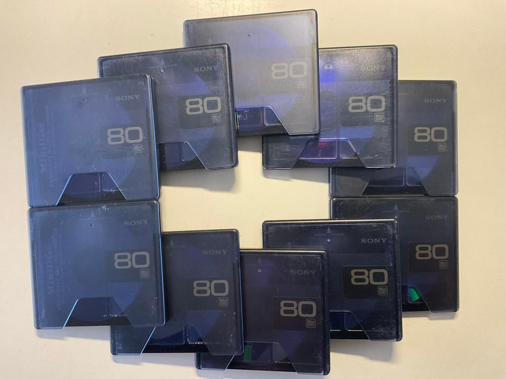 Minidisc’s. SONY PREMIUM BLAUW 80. 10x als nieuw 80 minuten, Ophalen of Verzenden