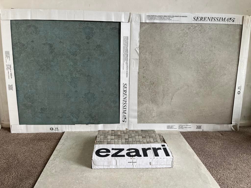Restpartij wand/vloertegels 100x100 en mozaïek 2,5x2,5  cm, 60 cm of meer, Nieuw, Ophalen of Verzenden, Minder dan 5 m²