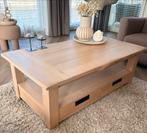 Eikenhouten salontafel met lades - white wash - 130x70, 100 tot 150 cm, Eikenhout, Zo goed als nieuw, Minder dan 50 cm