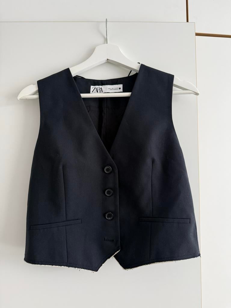 Zara gilet donkerblauw/grijs, maat S, Ophalen of Verzenden, Zo goed als nieuw