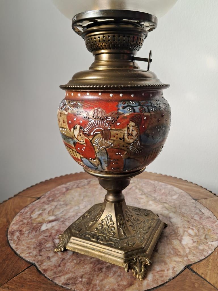 Satsuma koperen bewerkte Petroleumlamp, Ophalen of Verzenden